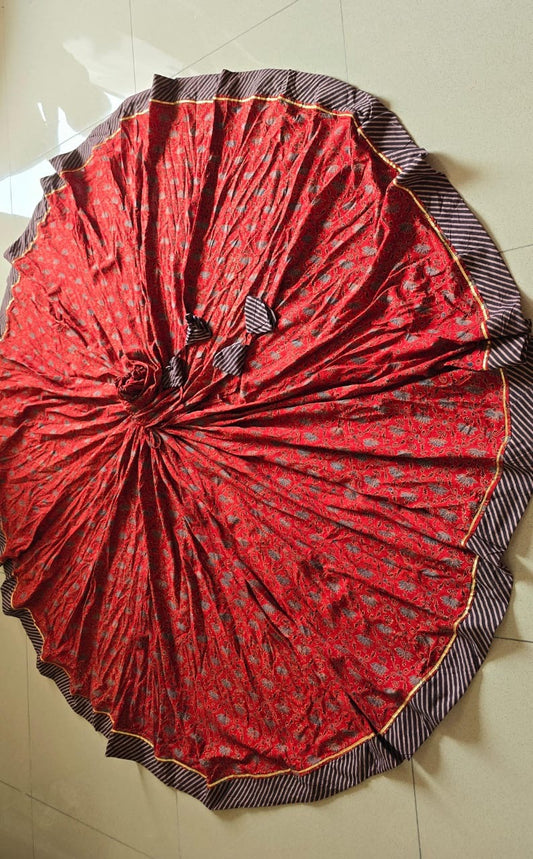 Ajrakh Vaji Handblock Printed Skirt - 8 meter Flare