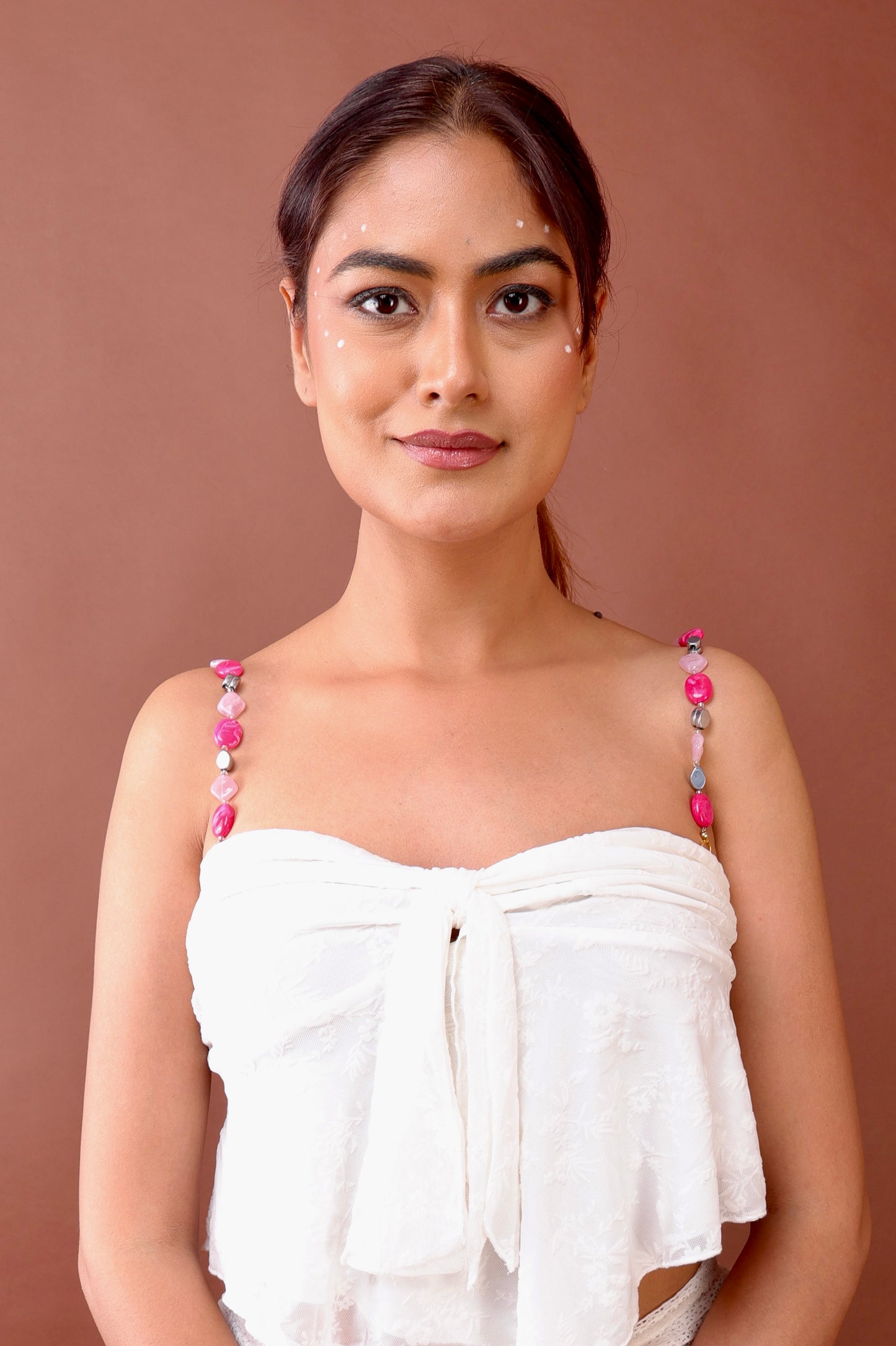 Bubblegum beaded bra strap