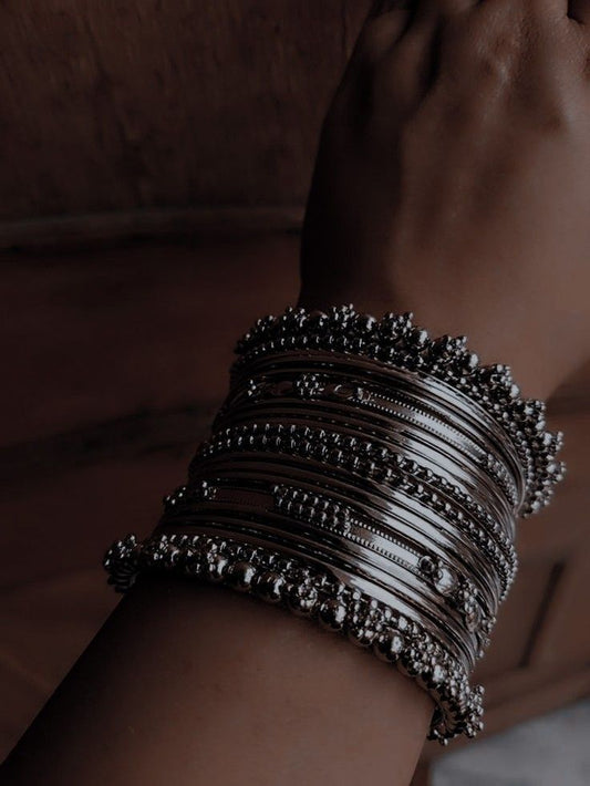 Oxidised bangles in Set - Silver
