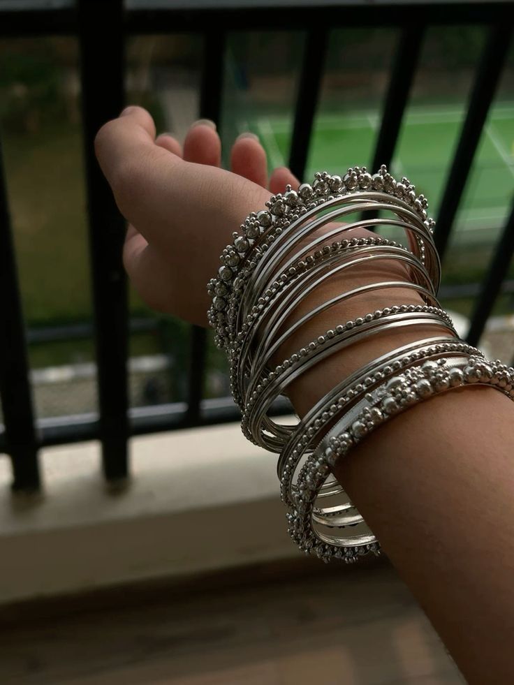 Oxidised bangles in Set - Silver