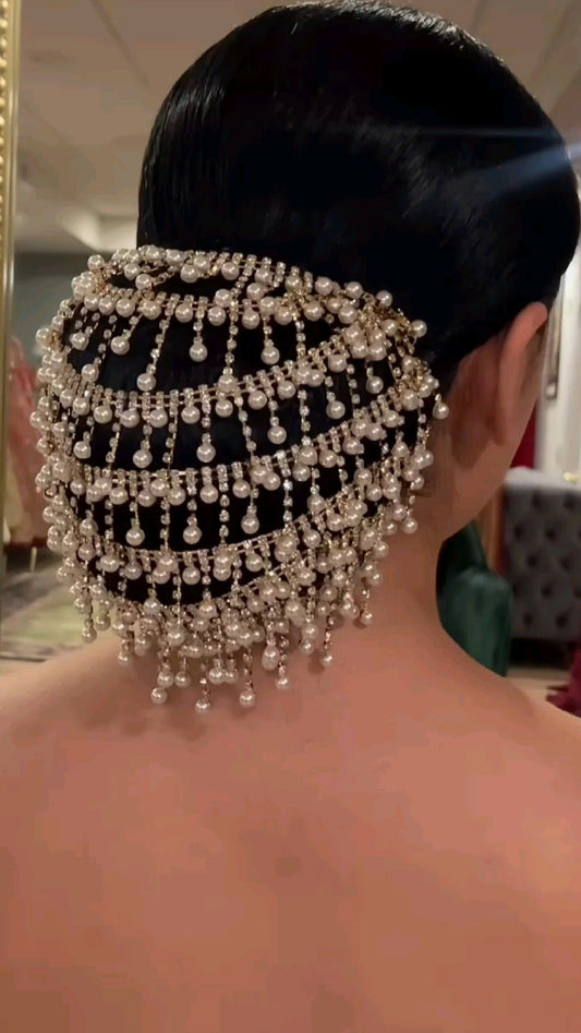 Ready-to-Wear Embellished Bun Cap for Weddings & Parties