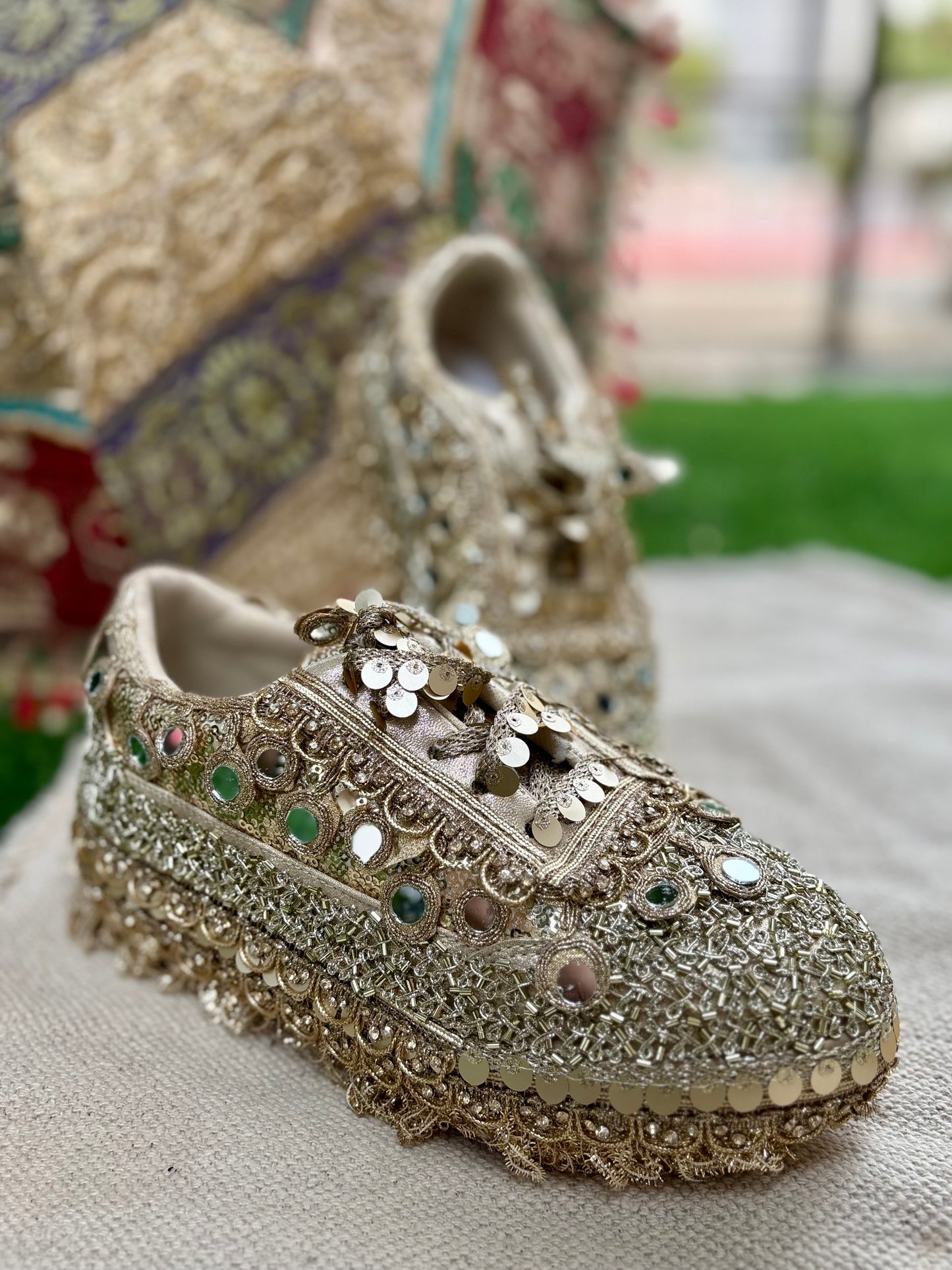 Golden glow Embellished shoes