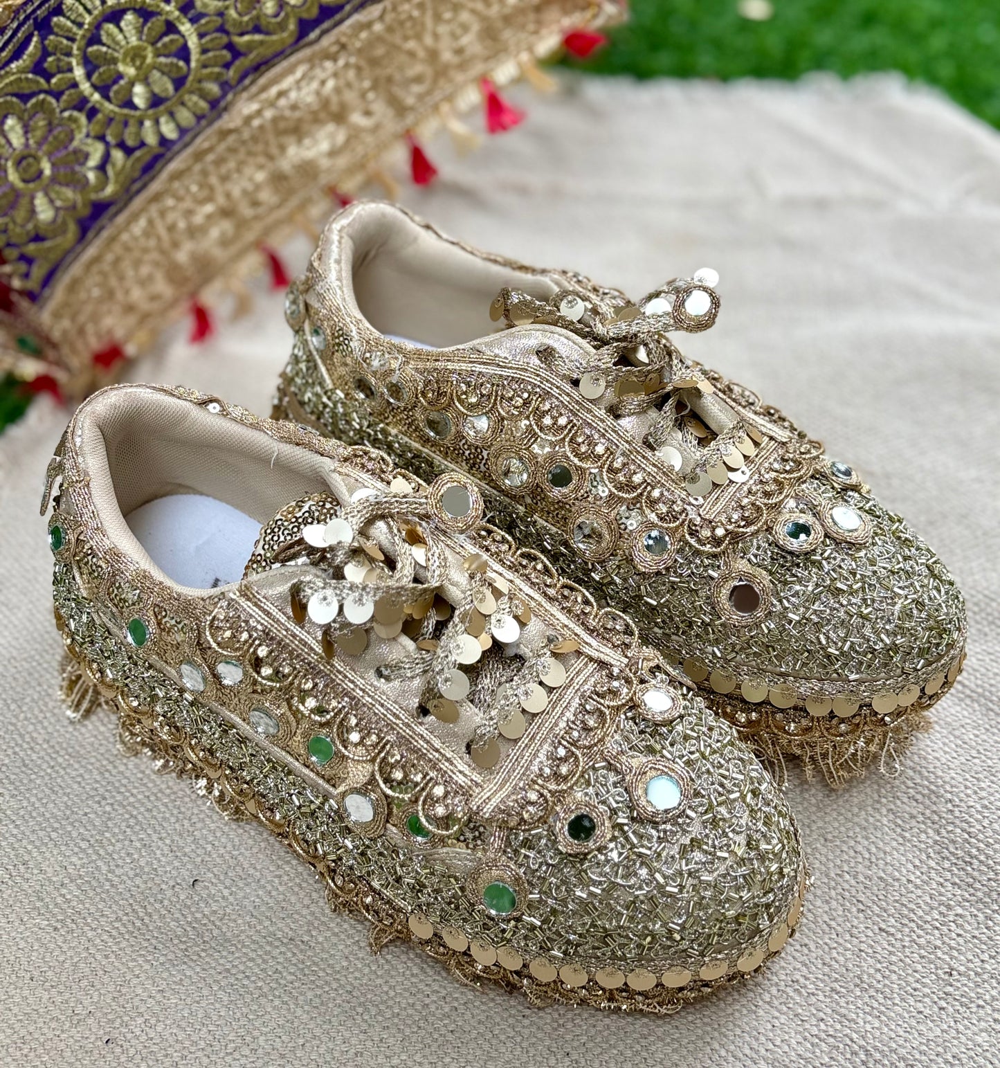 Golden glow Embellished shoes