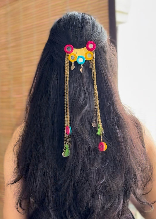 Dandiya night Hair Clip with Coins & Chains