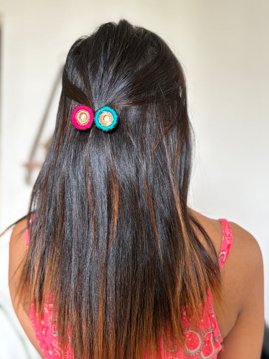 Hand embroidered boho clip