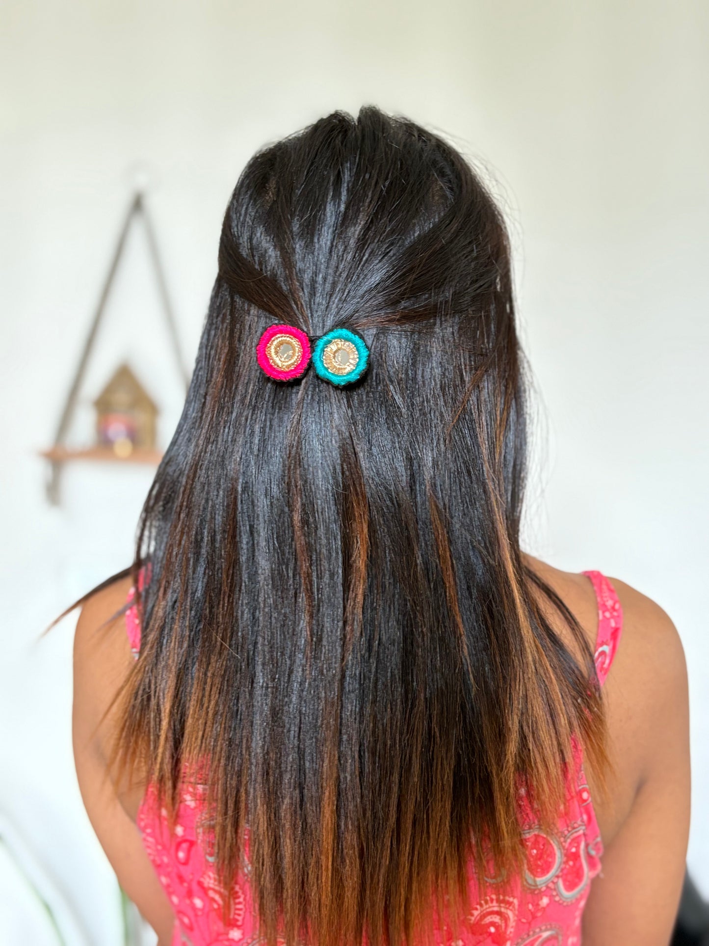 Hand embroidered boho clip