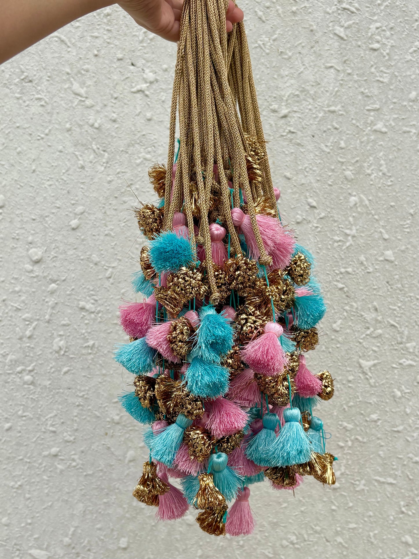 Cotton candy playful tassel bag