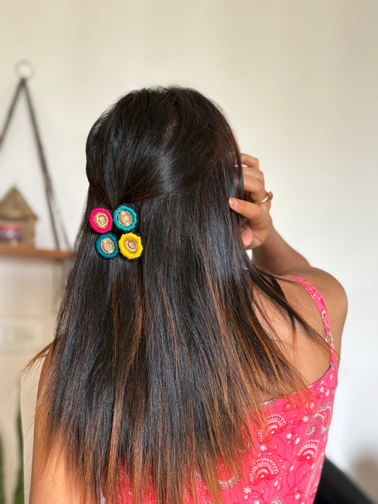 Hand embroidered boho clip