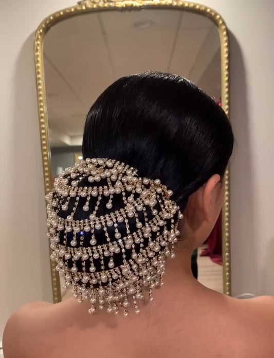 Ready-to-Wear Embellished Bun Cap for Weddings & Parties