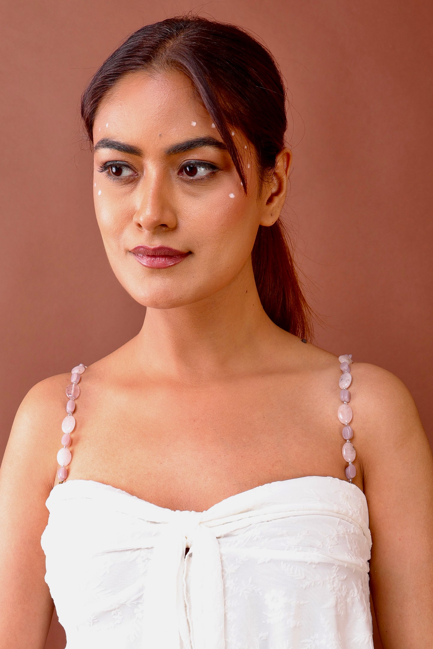 Dreamy nude beaded bra strap