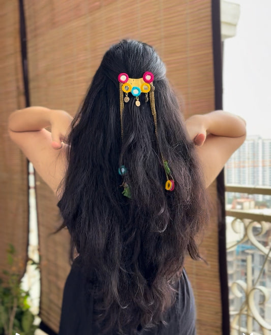 Dandiya night Hair Clip with Coins & Chains