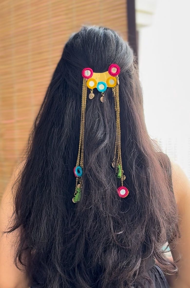 Dandiya night Hair Clip with Coins & Chains