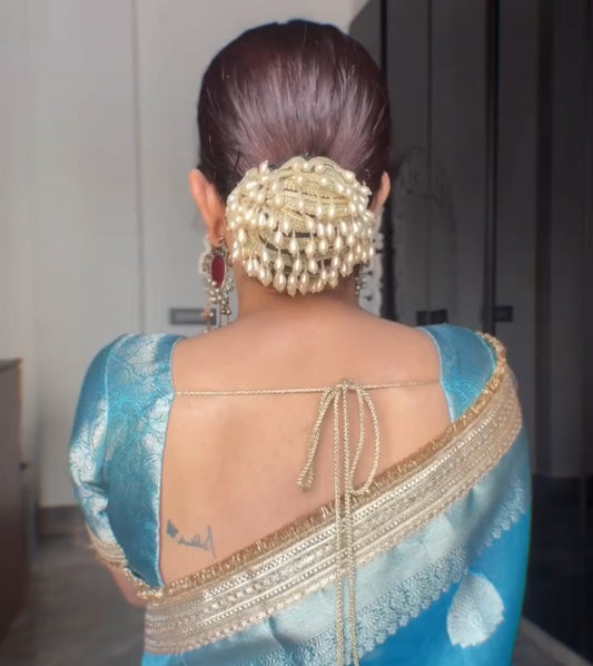 Ready-to-Wear Embellished Bun Cap for Weddings & Parties