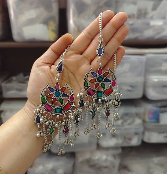 Mystic moon oxidised earings