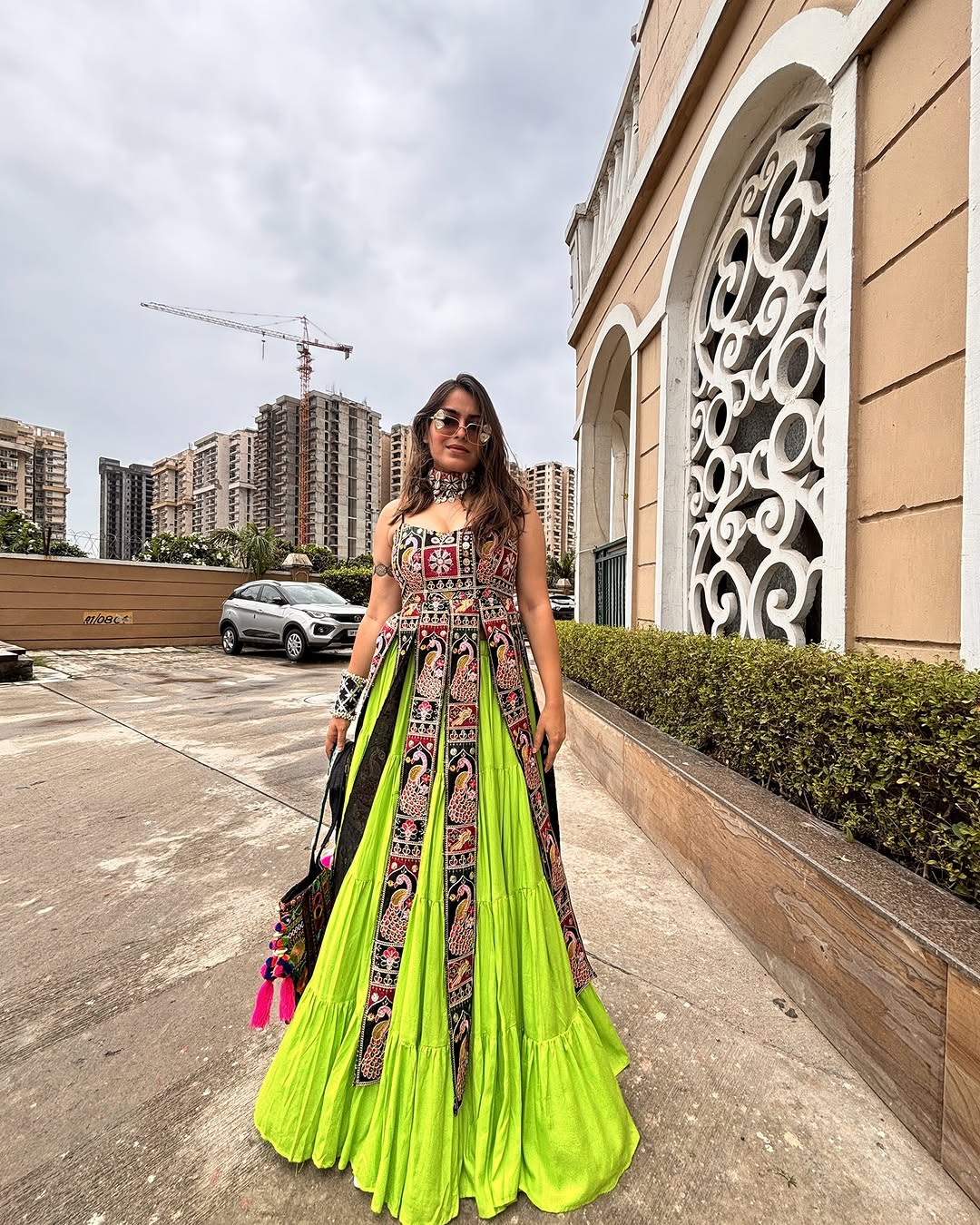Navratri Ready Indo-Western Kurti in Embroidered Georgette
