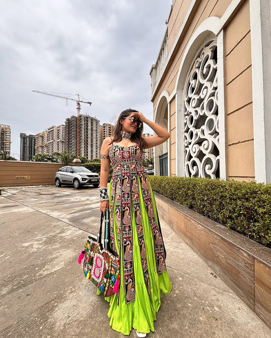 Navratri Ready Indo-Western Kurti in Embroidered Georgette