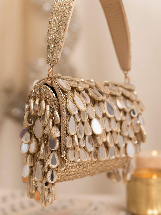 Tear drop mirror statement bag
