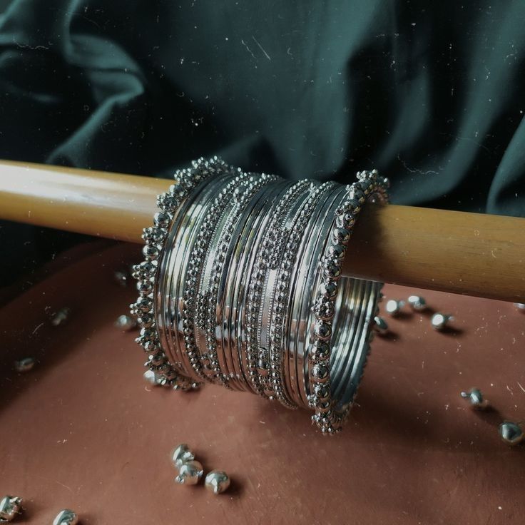 Oxidised bangles in Set - Silver