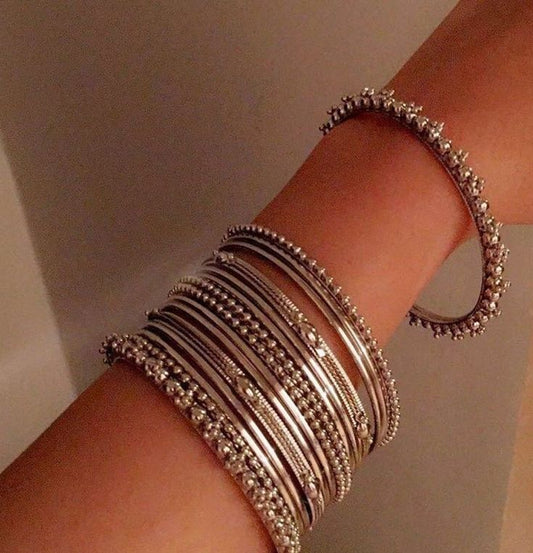 Oxidised bangles in Set - Silver