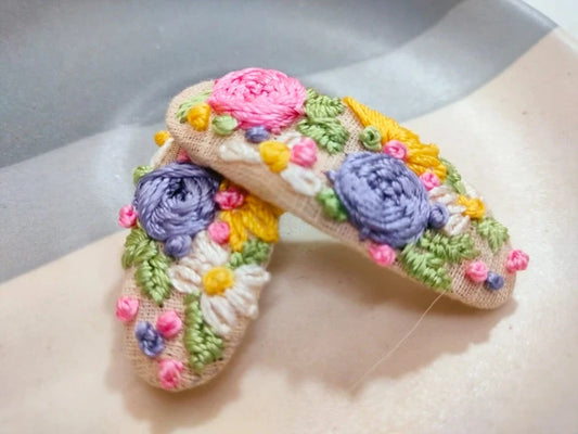 Floral magic Hand embroidered clips