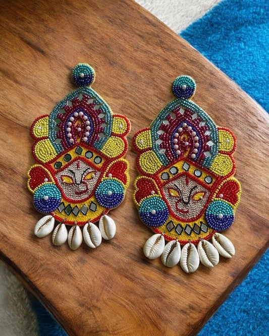 Durga Maa Hand beaded premium earings