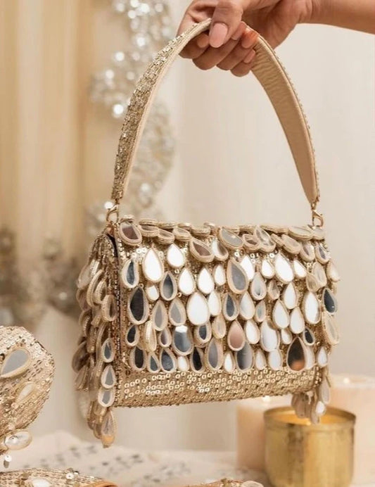 Tear drop mirror statement bag