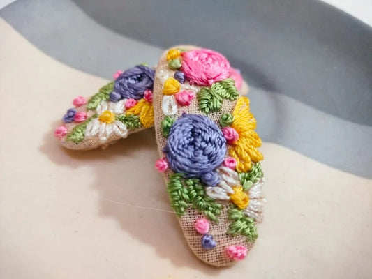 Floral magic Hand embroidered clips