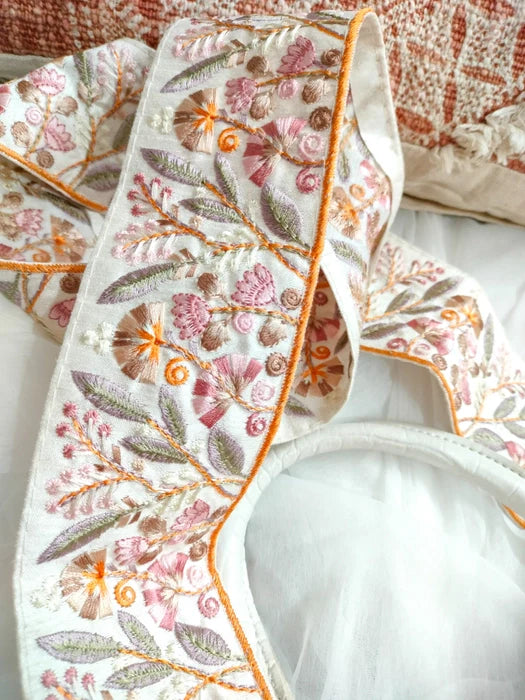 Pastel Dreams Floral Embroidered Detachable straps