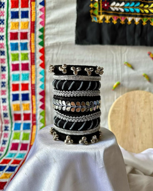 Noor Silver-Embellished Bangles Set
