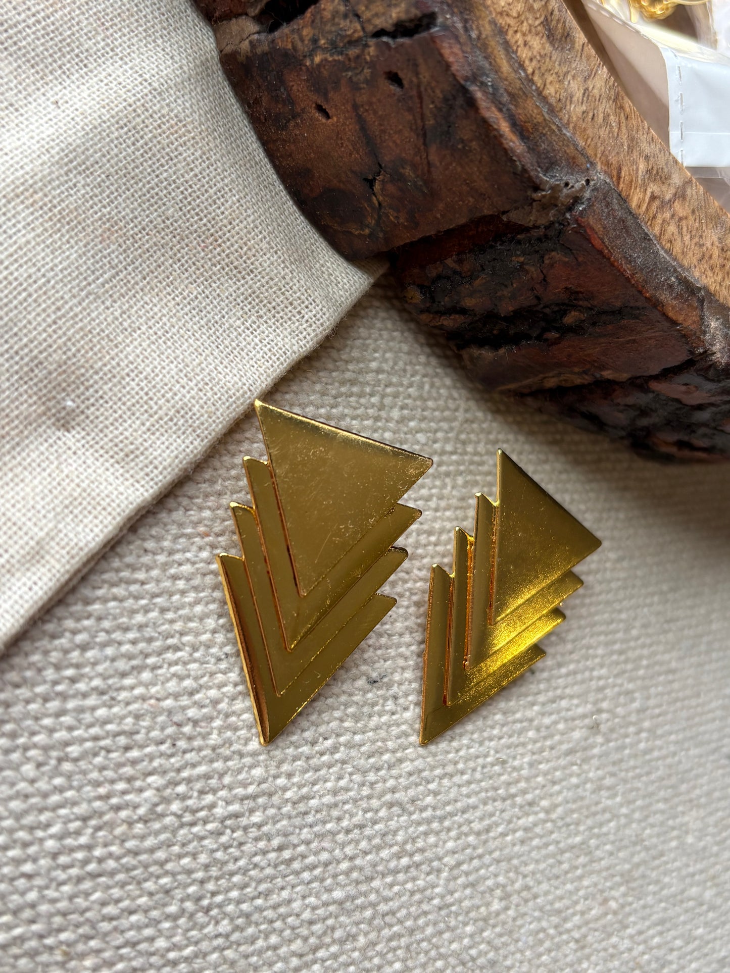 Triangle brass earrings