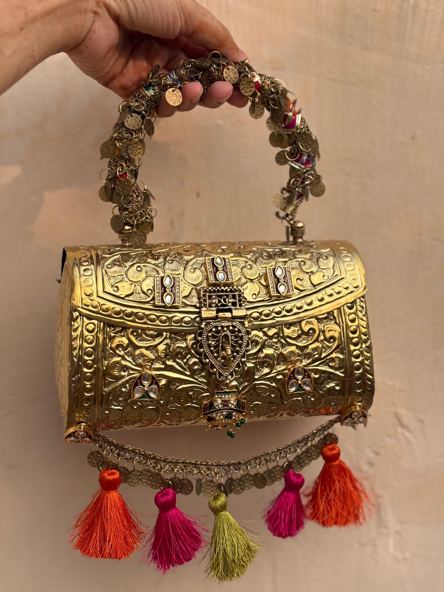 Handcrafted Antique Gold Statement Bag