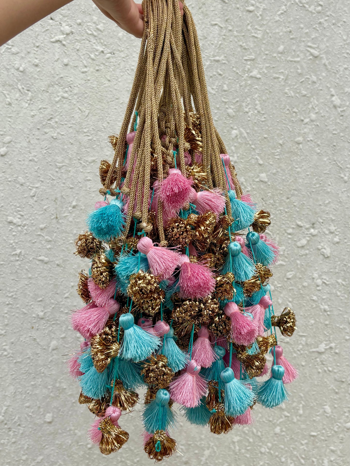 Cotton candy playful tassel bag