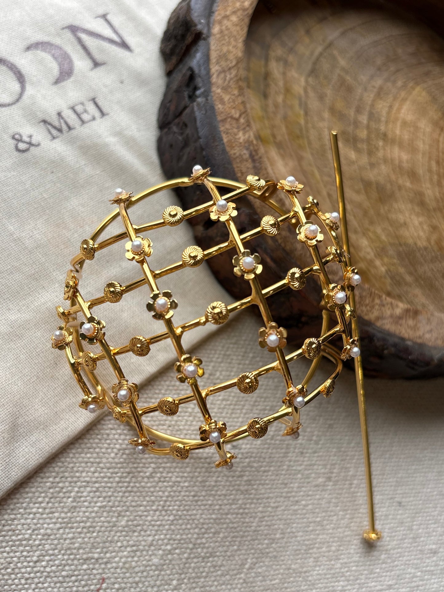 Gold Pearl Bun Cage Hair Accessory | Elegant Juda Cover for Wedding & Festive Hairstyles