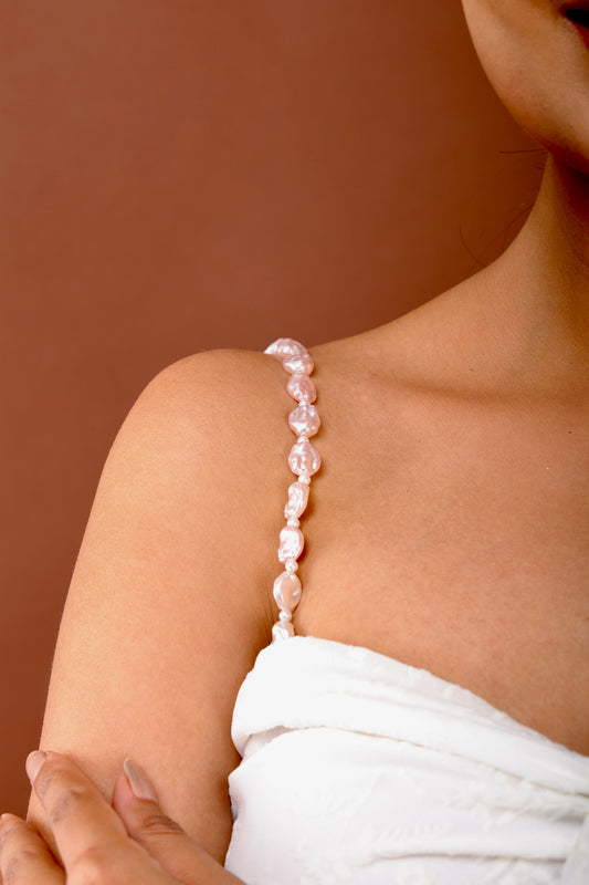 Rose beaded bra strap