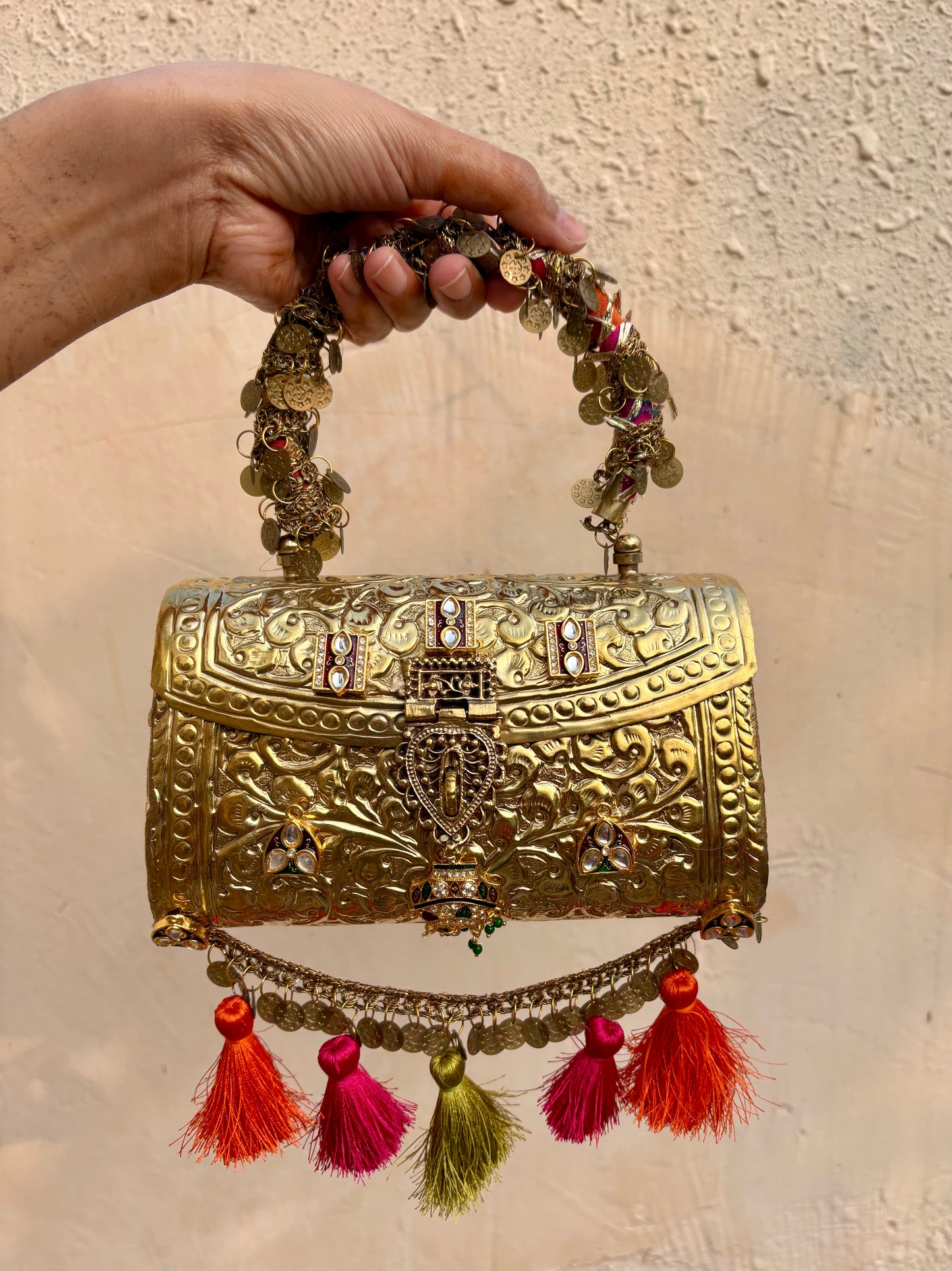 Handcrafted Antique Gold Statement Bag