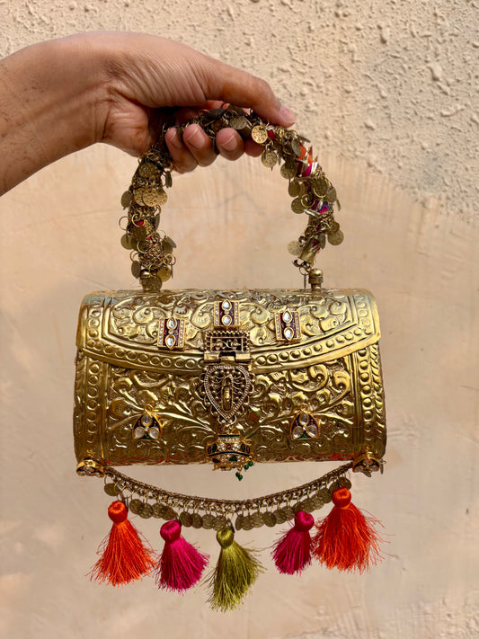 Handcrafted Antique Gold Statement Bag