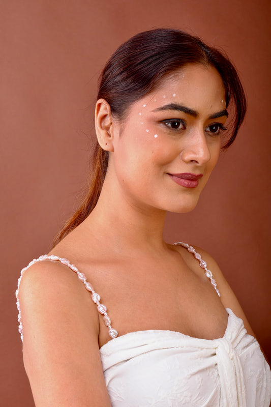 Rose beaded bra strap
