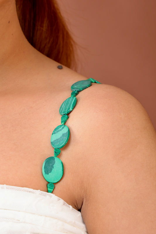 Green Forest beaded bra strap
