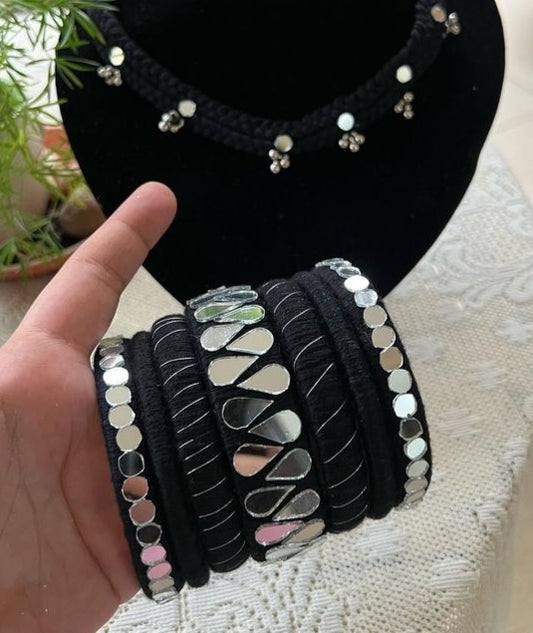 Ramya Silver-Embellished Bangles Set
